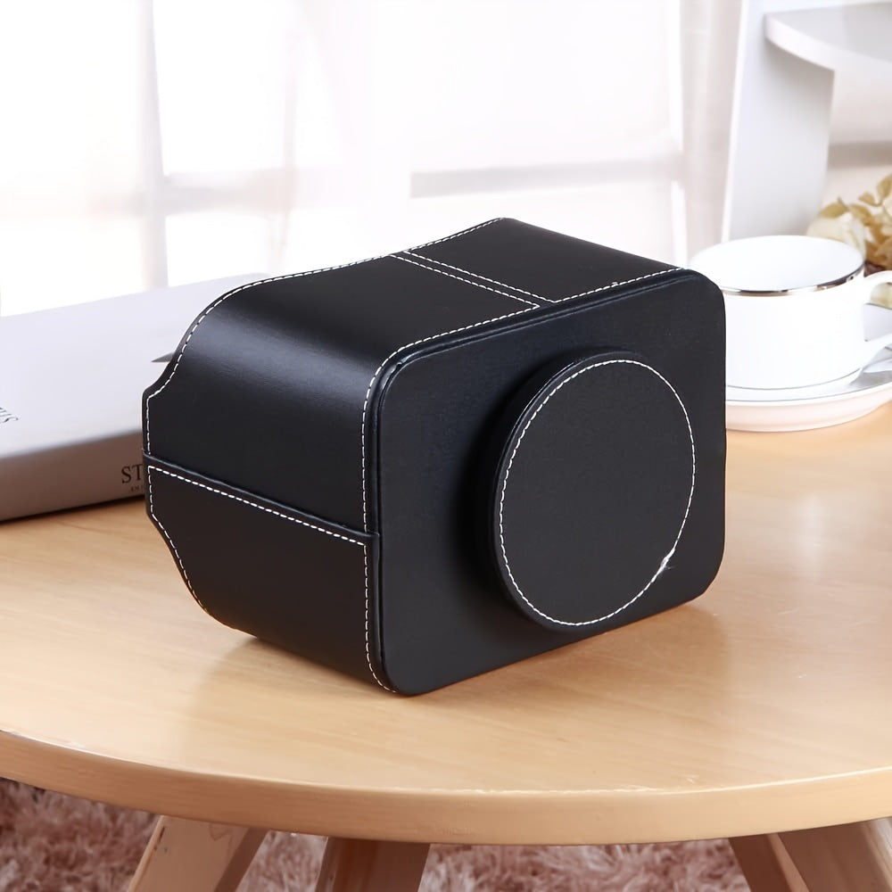 360° Swivel Remote Control Holder 5 Compartments PU Leather Desktop Organizer Caddy - Multifunctional Storage Box for TV Remotes Phones Glasses Cosmetics Stationery - Home Office Decor