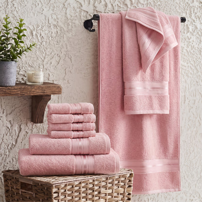 Cotton Bath Towel Set 8 Piece – Hotel Quality Luxury Spa Towels, Includes 2 Bath Towels, 2 Hand Towels & 4 Washcloths, Soft Absorbent, 15 Colors for Bathroom & Spa