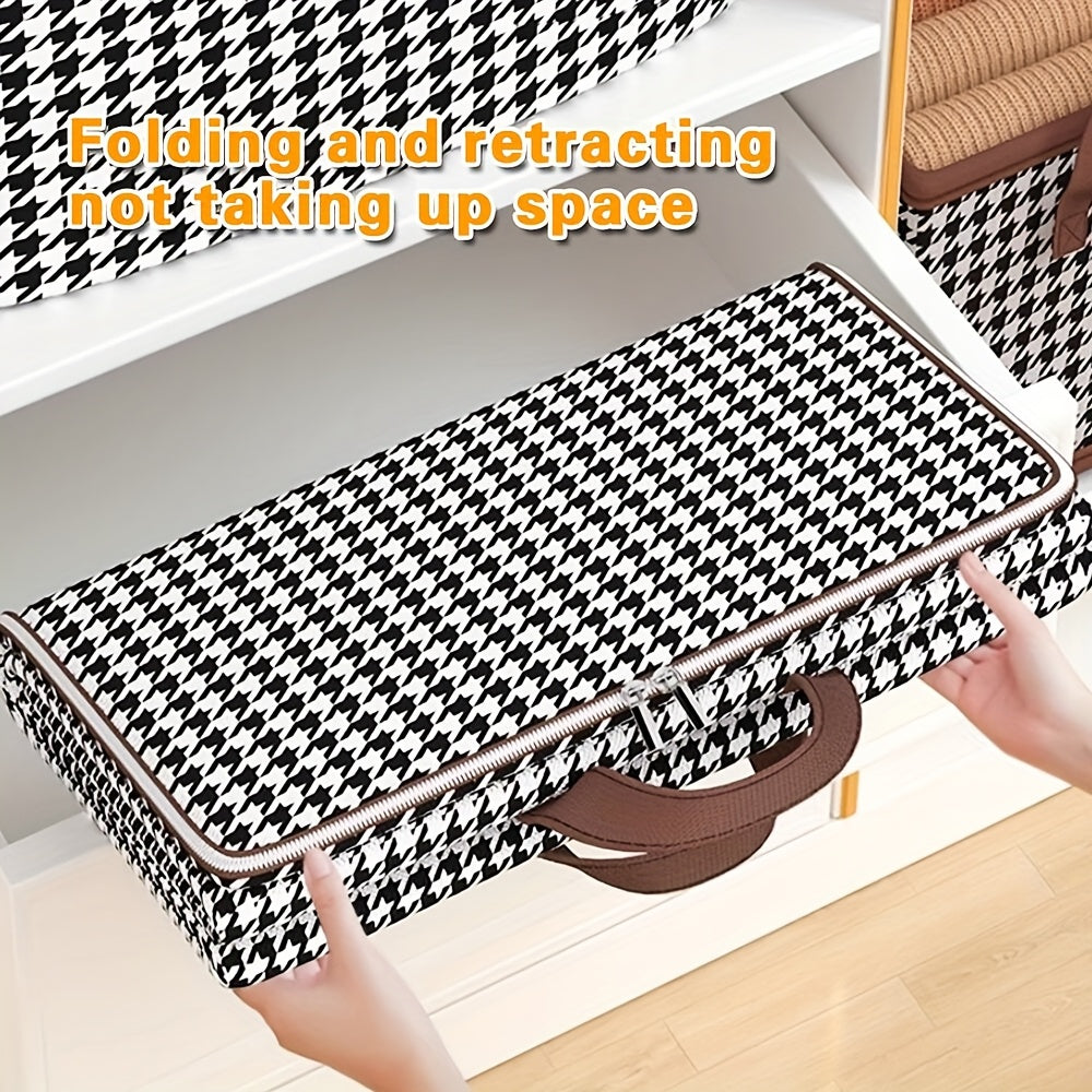 Extra Large Under Bed Storage Bags 2 Pack 56 Gallon Checkered Fabric Clothes Organizer with Double Zipper Handle Dustproof Moving Bag