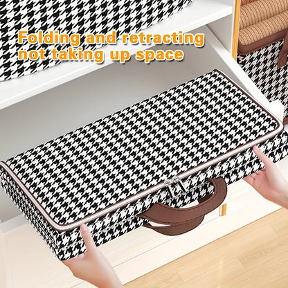 Extra Large Under Bed Storage Bags 2 Pack 56 Gallon Checkered Fabric Clothes Organizer with Double Zipper Handle Dustproof Moving Bag