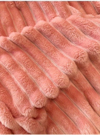 Faux Rabbit Fur Fleece Blanket Ultra-Soft 3D Double-Sided Throw – All-Season Plush Blanket for Bed, Couch & Travel, Multi-Color in 4 Sizes: White, Pink, Gray, Khaki, Purple & More