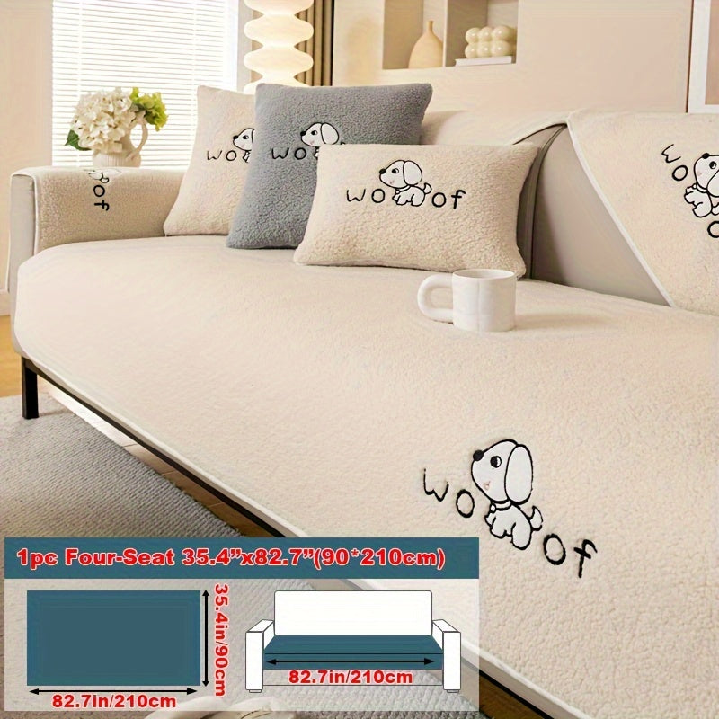 Sherpa Sofa Cover for Pets – Thick Plush Non-Slip Couch Protector Slipcover for Dogs & Cats, Furniture Protection Cover for Sofa Seat, Backrest, Armrest & Cushion, Bedroom Living Room Office