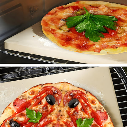 Pizza Stone for Oven and Grill – Heavy Duty Cordierite Baking Stone, Thermal Shock Resistant, 15 x 11.8 Inch Rectangular & 15 Inch Round, 4.5 Lbs, Perfect for Crispy Pizza, Artisan Bread & Holiday Baking