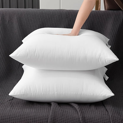 Square Pillow Inserts Hypoallergenic Cushion Filling 1/2/4 Pack – White Fiber Fill Throw Pillow Inserts for Sofa Bed Patio, Fluffy & Soft for Living Room Bedroom Office Outdoor Decor