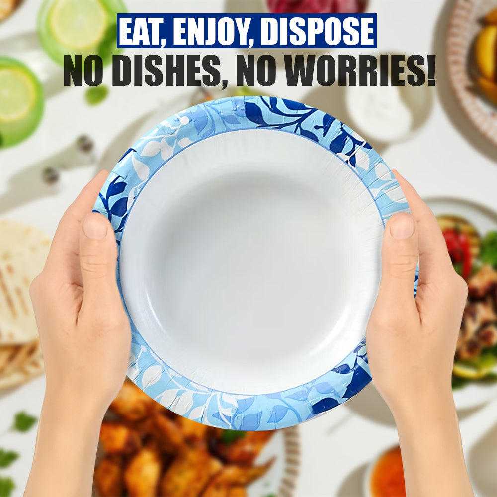 Disposable Paper Plates 154/220 Count 10 Inch Botanical Leaf, Microwave-Safe Cut-Resistant Soak-Proof Sturdy Plates for Everyday Meals, Parties, Wedding, Camping, BBQ, Independence Day