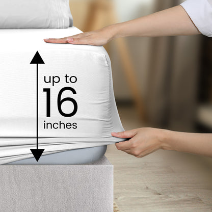 1800 Series Bed Sheets Set 4 Pieces – Brushed Microfiber Deep Pocket Sheet Set with Pillowcases, Cooling & Breathable Bedding for All Seasons, Fade Resistant, Fits Mattresses Up to 16 Inches