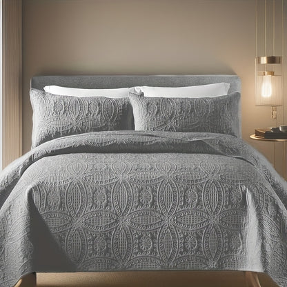 Quilt Set 3 Piece Soft Lightweight Bedding Set with 2 Pillowcases, Thin Comforter Set for Bedroom Guest Room Full Queen King, 10 Colors Washable Bed Quilt Cover Set