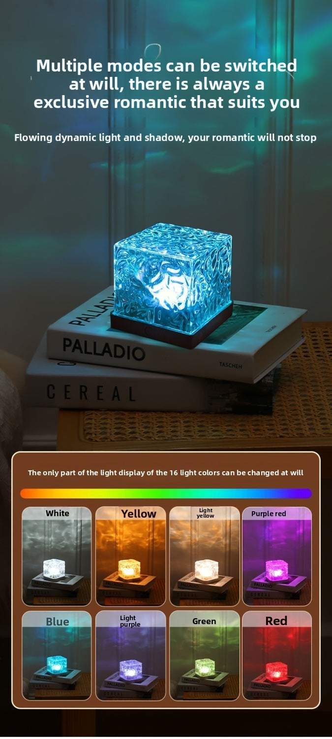 Ocean Wave Projector Light 16 Color – 3D Holographic Water Ripple LED Night Light with Remote Control & Touch Switch, USB Powered Romantic Atmosphere Lamp for Bedroom, Living Room, Meditation & Relaxation