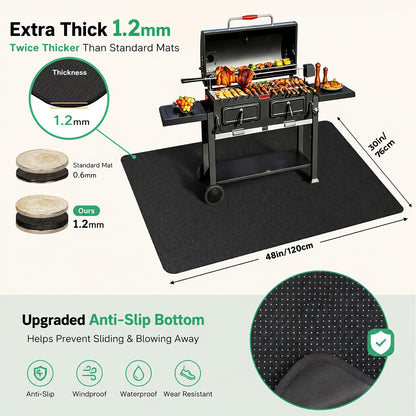 BBQ Grill Mat Double-Sided Fireproof Waterproof – Fiberglass Silicone Under Grill Protector for Deck Patio Lawn, Heat Resistant, Easy Clean, 7 Sizes for Outdoor Grills Fire Pits & Smokers
