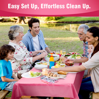 Disposable Plastic Tablecloth 12-Pack – Heavy Duty Table Cover for Parties, 84" Round & 54"x108" Rectangle, 22 Colors for Kitchen Dining Outdoor Events