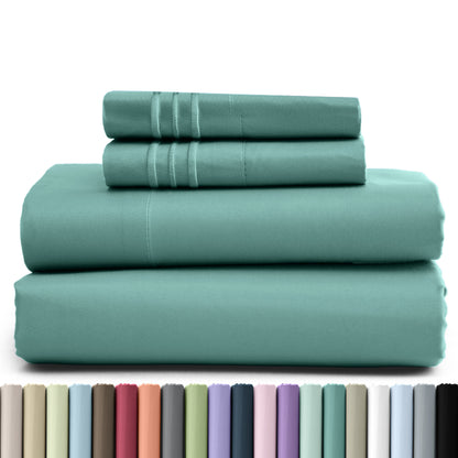 1800 Series Bed Sheets Set 4 Pieces – Brushed Microfiber Deep Pocket Sheet Set with Pillowcases, Cooling & Breathable Bedding for All Seasons, Fade Resistant, Fits Mattresses Up to 16 Inches