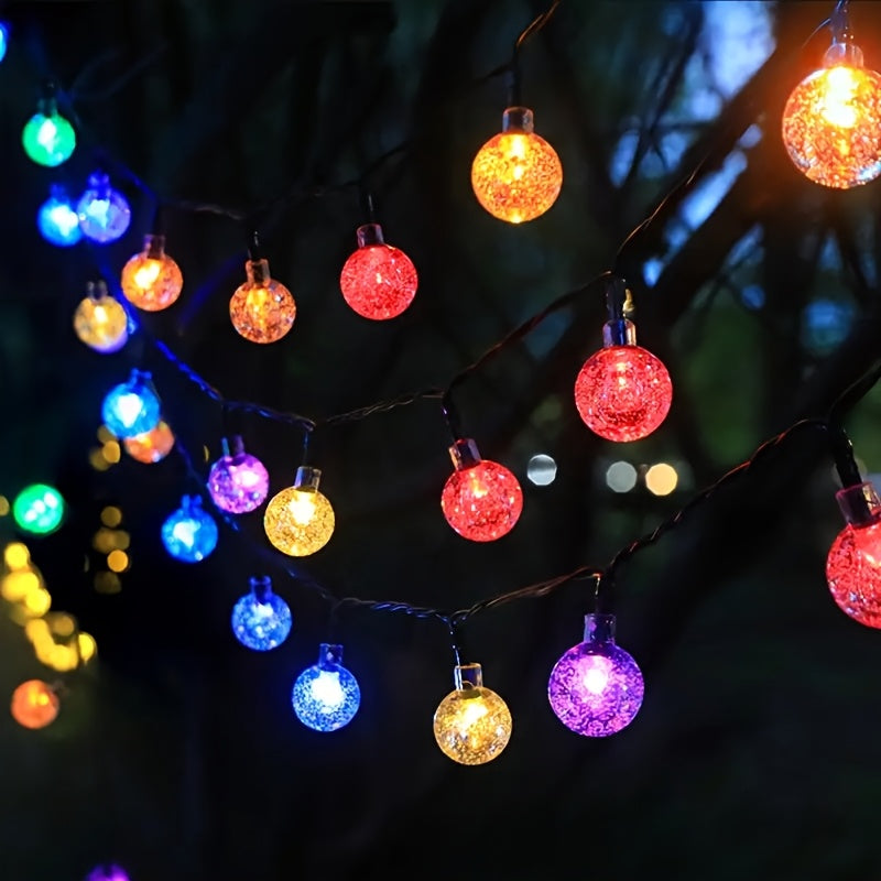 Solar String Lights Outdoor Crystal Ball 100-200 LED IP44 Waterproof Garden Patio Yard Balcony Camping Party Decor Warm White Multicolor Purple