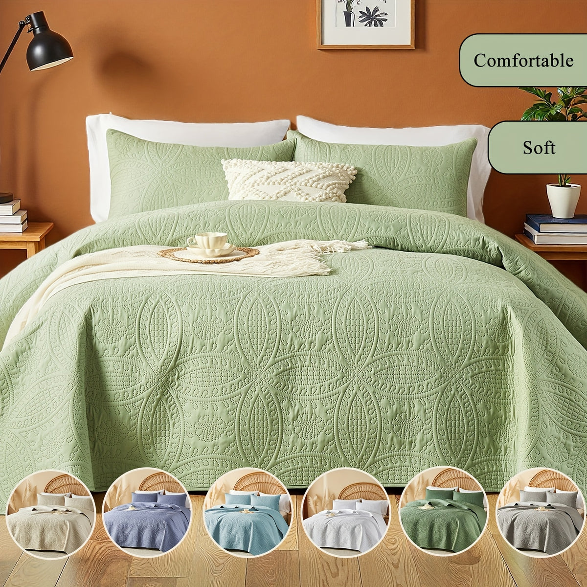 Coin Pattern Quilt Set 2/3 Piece – Lightweight Microfiber Bedspread Soft All-Season Coverlet with Pillow Cases, Twin Full Queen King, Modern Style Bedroom Comforter Set Multiple Colors & Random Color