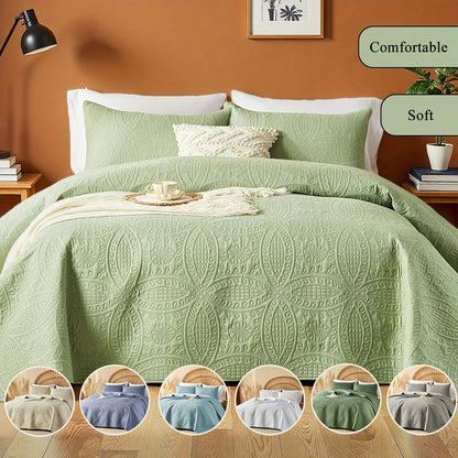 Coin Pattern Quilt Set 2/3 Piece – Lightweight Microfiber Bedspread Soft All-Season Coverlet with Pillow Cases, Twin Full Queen King, Modern Style Bedroom Comforter Set Multiple Colors & Random Color