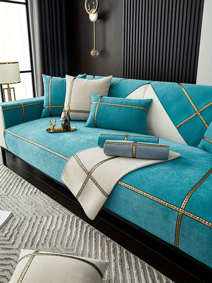 Chenille Sofa Cover Pet-Friendly All-Season Slipcover Furniture Protector for Living Room Bedroom Office - Fits Single 2 3 4 Seater Sofa - Blue-Green Deep Gray Off White Light Gray