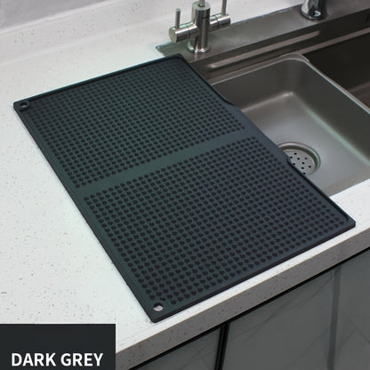 Large Kitchen Drying Mat Splash Proof Countertop Pad 17.72x12.2 Inch Heat Resistant 446°F Anti-Slip Drain Hole Dishwasher Safe Sink Stove Mat Easy Clean Space Saving