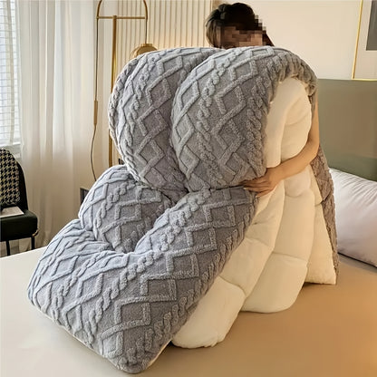 Taffeta Comforter Soft Thick Warm All Season – Luxurious Machine Washable Quilt for Bedroom, Guest Room & Kids Room, Twin Full Queen King, Elegant Gray & Sapphire Blue