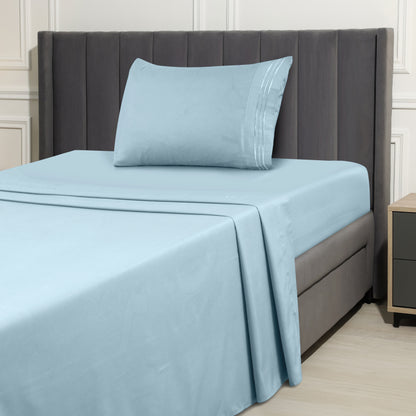 1800 Series Bed Sheets Set 4 Pieces – Brushed Microfiber Deep Pocket Sheet Set with Pillowcases, Cooling & Breathable Bedding for All Seasons, Fade Resistant, Fits Mattresses Up to 16 Inches