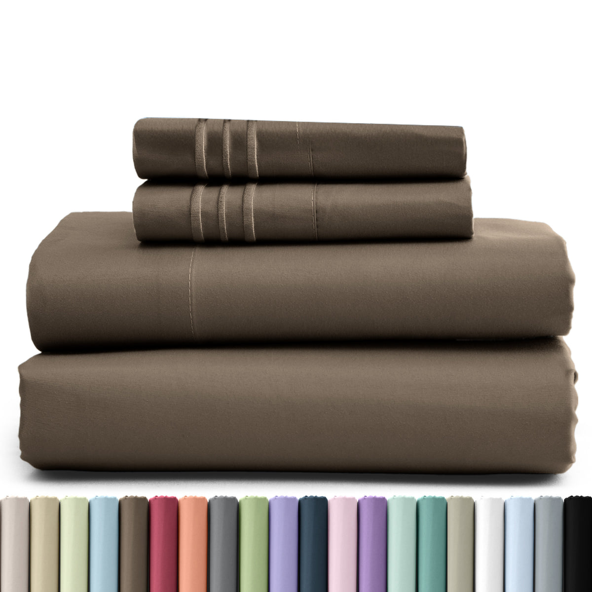 1800 Series Bed Sheets Set 4 Pieces – Brushed Microfiber Deep Pocket Sheet Set with Pillowcases, Cooling & Breathable Bedding for All Seasons, Fade Resistant, Fits Mattresses Up to 16 Inches