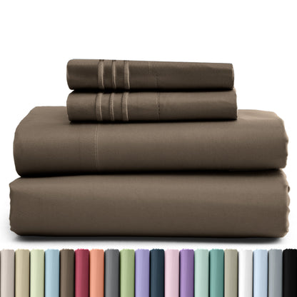 1800 Series Bed Sheets Set 4 Pieces – Brushed Microfiber Deep Pocket Sheet Set with Pillowcases, Cooling & Breathable Bedding for All Seasons, Fade Resistant, Fits Mattresses Up to 16 Inches