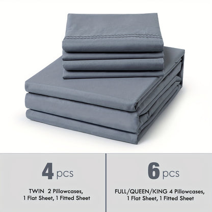 Fitted Sheet Deep Pocket Microfiber - Soft Breathable Cooling Bed Sheet Twin Full Queen King, Wrinkle & Fade Resistant, 14 Colors Available for Bedroom Dorm Guest Room