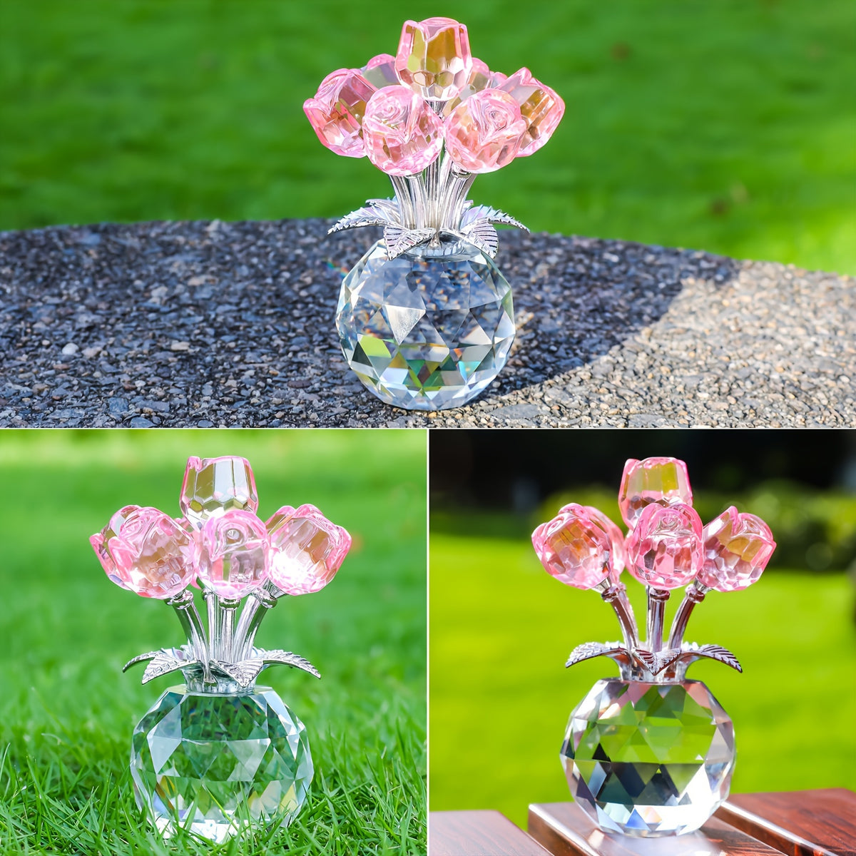 Artificial Crystal Rose Bouquet – Eternal Faux Rose Gift for Valentine's Day Mother's Day Anniversary Christmas, Colored Big Red Blue Pink Rose Decoration