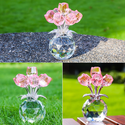 Artificial Crystal Rose Bouquet – Eternal Faux Rose Gift for Valentine's Day Mother's Day Anniversary Christmas, Colored Big Red Blue Pink Rose Decoration