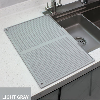 Large Kitchen Drying Mat Splash Proof Countertop Pad 17.72x12.2 Inch Heat Resistant 446°F Anti-Slip Drain Hole Dishwasher Safe Sink Stove Mat Easy Clean Space Saving