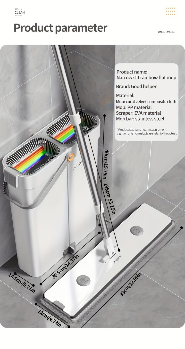 Spin Mop and Bucket Set with Microfiber Pads, Hands-Free Wringing Floor Mop with Narrow Bucket, Wet Dry Flat Mop for Hardwood Tile Laminate Floor Cleaning, 12.99 & 15.75 Inch Mop Head Options