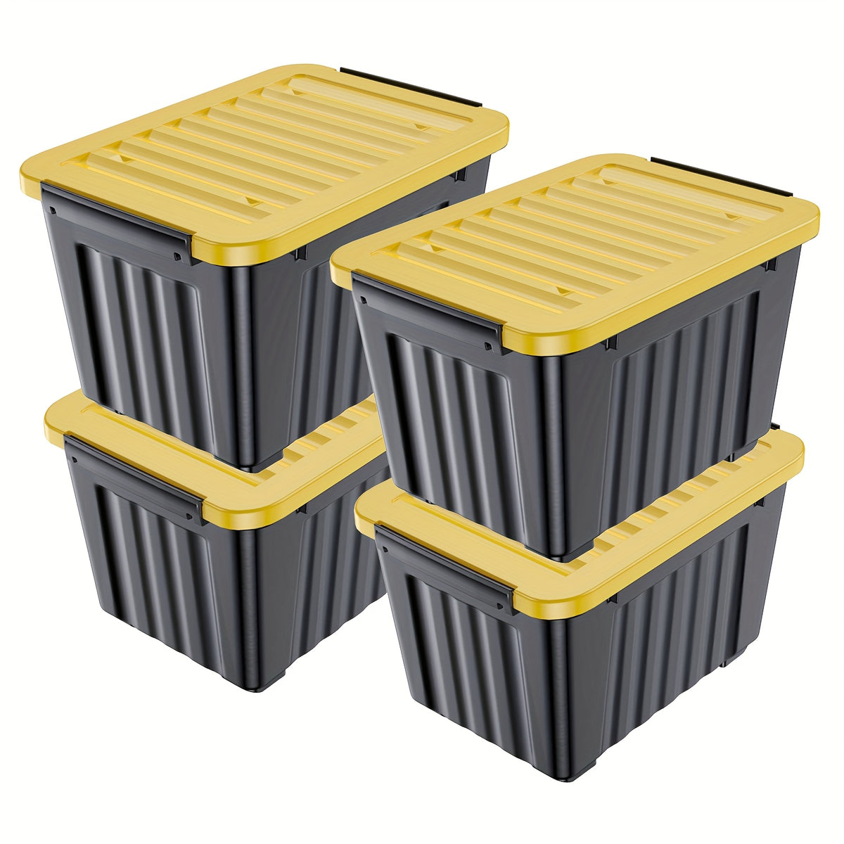 Storage Bins with Lids and Wheels Stackable 72Qt 97Qt Heavy Duty 220LB Capacity 4 6 Pack Plastic Storage Boxes for Home Garage Basement Clear Blue Black
