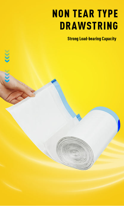 13 Gallon Trash Bags Drawstring – 150 Count Odor Eliminating Kitchen Garbage Bags, Puncture Resistant, Lemon Mint Scent, 3 Rolls, Fits 13 Gallon Bins