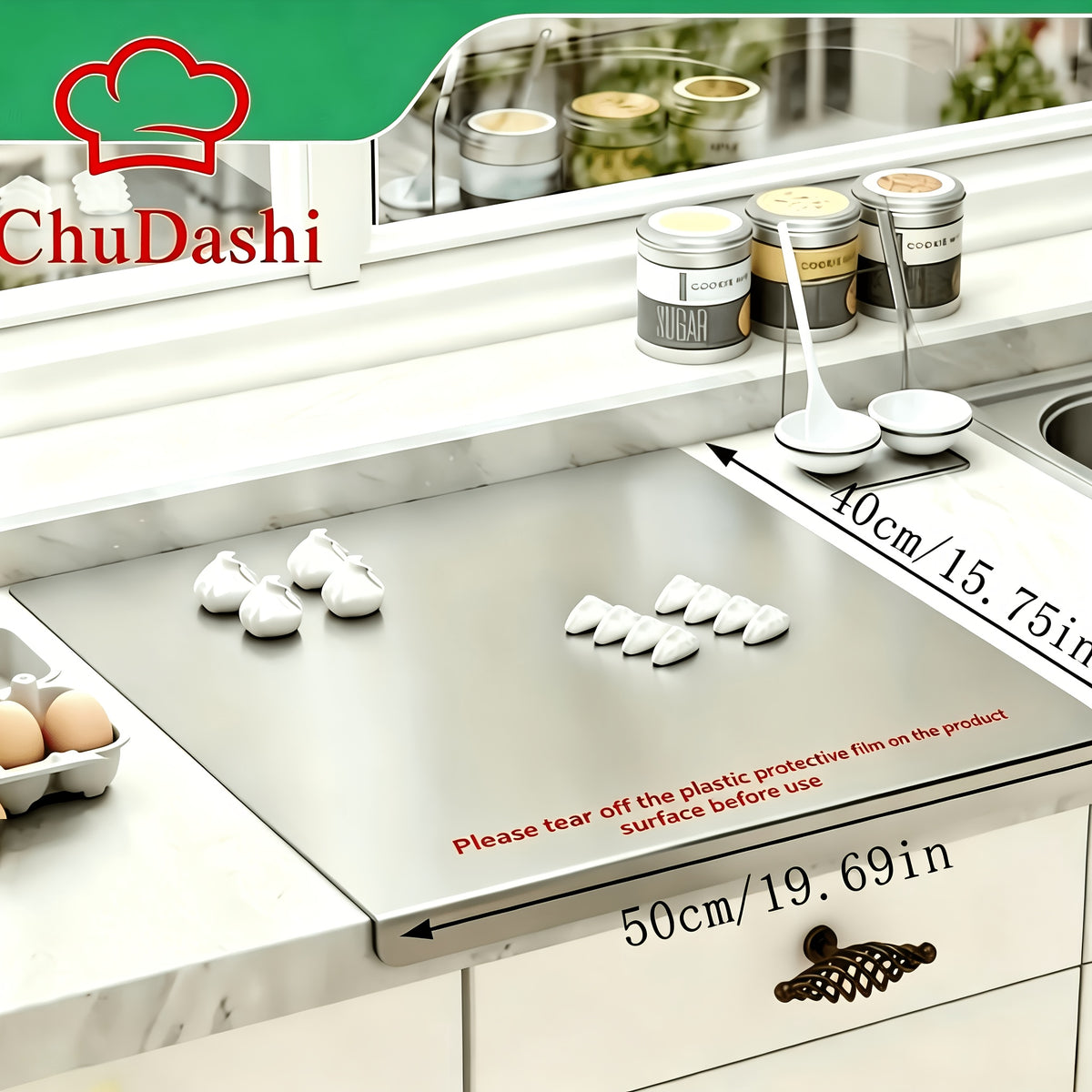 304 Stainless Steel Cutting Board Kitchen Meat Chopping Board, Hygienic Non-Porous Knife Board for Meat, Fish & Vegetables, Easy-Clean Kitchenware – 5 Sizes Available