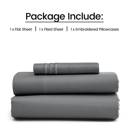 1800 Series Bed Sheets Set 4 Pieces – Brushed Microfiber Deep Pocket Sheet Set with Pillowcases, Cooling & Breathable Bedding for All Seasons, Fade Resistant, Fits Mattresses Up to 16 Inches