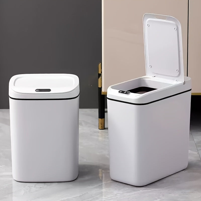 Motion Sensor Trash Can Small Touchless Lidded Smart Waste Bin – 3 to 4 Gallon Automatic Sensor Garbage Can for Bathroom, Kitchen, Office & Home, Minimalist Design