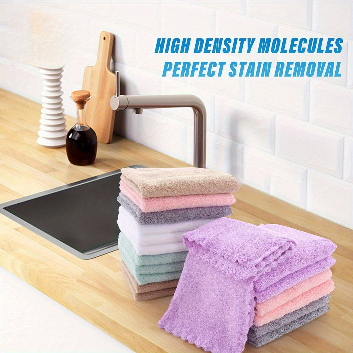 Microfiber Cleaning Cloths Set of 40 – Soft Absorbent Household Cleaning Rags 9.4x9.4 Inch, Multi-Purpose Kitchen & Home Cleaning Towels, Solid & Stripe Styles, Random Colors