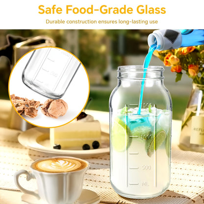 Glass Water Pitcher 64oz with Leak-Proof Lid - Thickened Lead-Free Glass Cold Brew Coffee Bottle, Refrigerator Storage Jug for Water, Juice, Iced Tea & Breast Milk