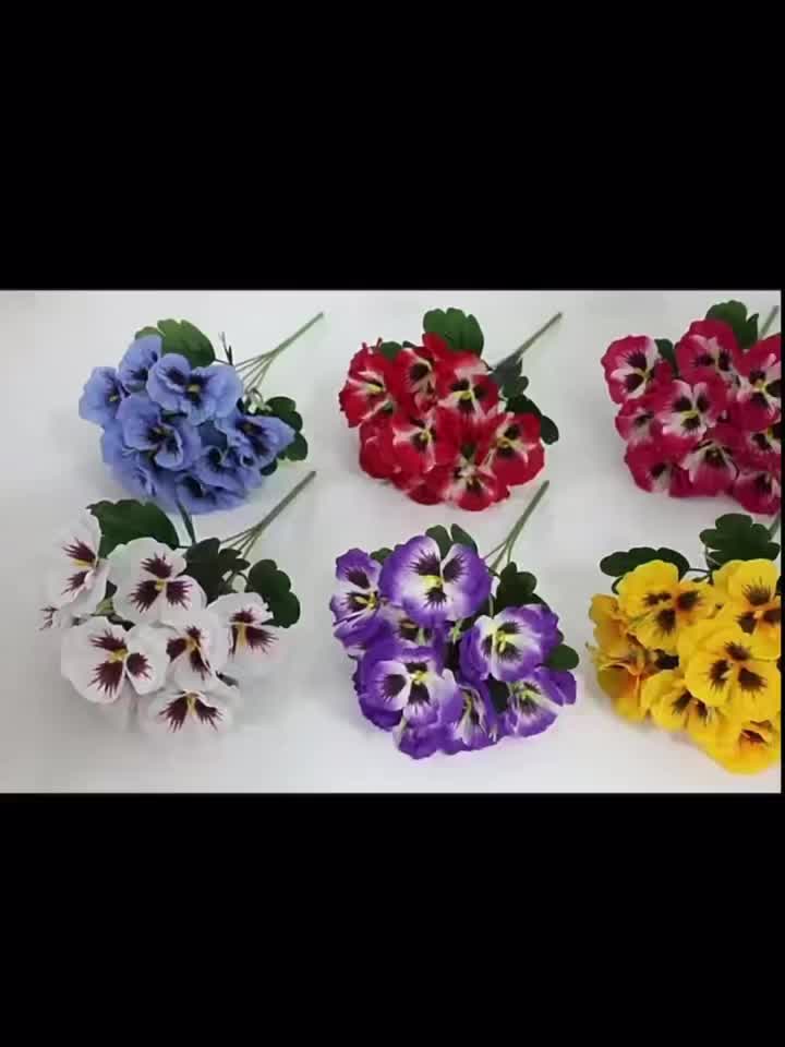 Artificial Pansy Flowers 6 Bunches Realistic Plastic Blooms for Indoor Outdoor Home Garden Decor, Weather-Resistant Faux Flowers Yellow Purple White Colorful Display, Low Maintenance Floral Arrangement