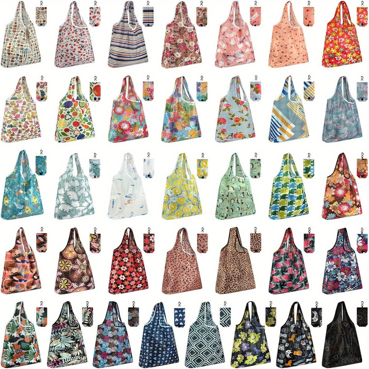 Reusable Grocery Bags Foldable 18/36 Pack Waterproof Nylon Shopping Tote Bags Bulk, Cute Lightweight Foldable Bags for Groceries Produce Shopping Travel, Eco Friendly Reusable Bags