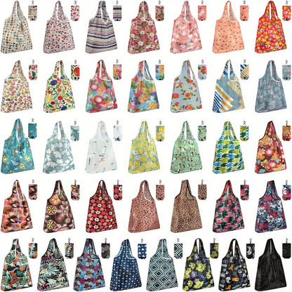 Reusable Grocery Bags Foldable 18/36 Pack Waterproof Nylon Shopping Tote Bags Bulk, Cute Lightweight Foldable Bags for Groceries Produce Shopping Travel, Eco Friendly Reusable Bags
