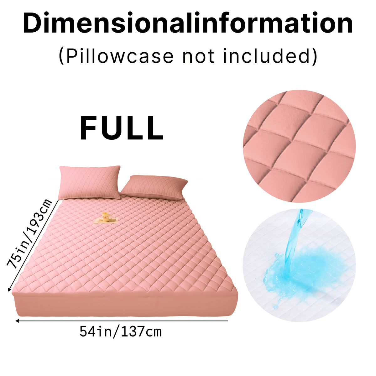 Waterproof Mattress Protector with Side Storage Pocket, Diamond Quilted Deep Pocket Mattress Cover – Breathable Cooling Mattress Pad, Soft Noiseless Bed Protector for Twin Full Queen King, Multiple Colors