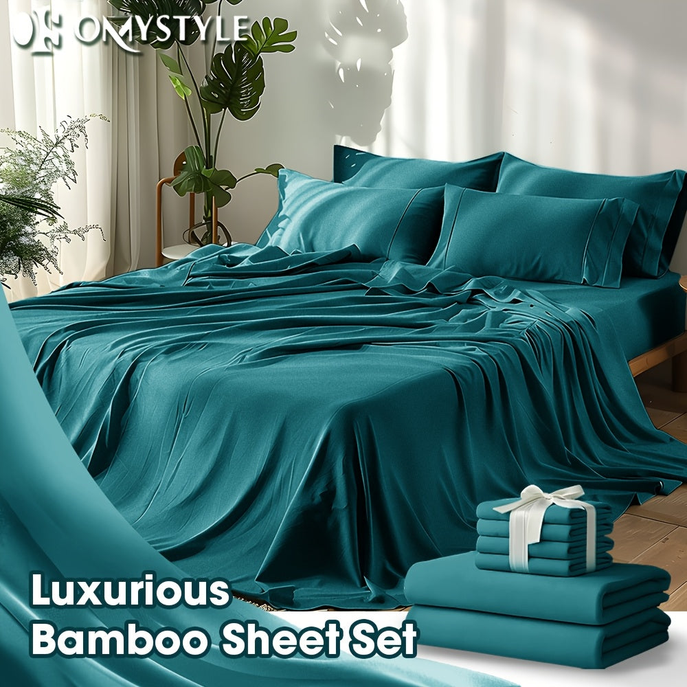2000TC Bamboo Cooling Sheet Set Ultra Soft – 16 Inch Deep Pocket Fitted Sheet for Hot Sleepers, Shrink Fade Wrinkle Resistant Breathable Bedding | Twin Full Queen King | 11 Colors | Home Viaco
