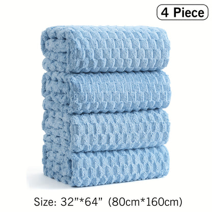Oversized Bath Towel Set 4-Pack 800GSM Microfiber Extra Large 35"x70" – Ultra Soft Quick-Dry Spa-Grade Towels, Lint-Free, Machine Washable, Beige White Blue Gray for Home, Airbnb & Gifting