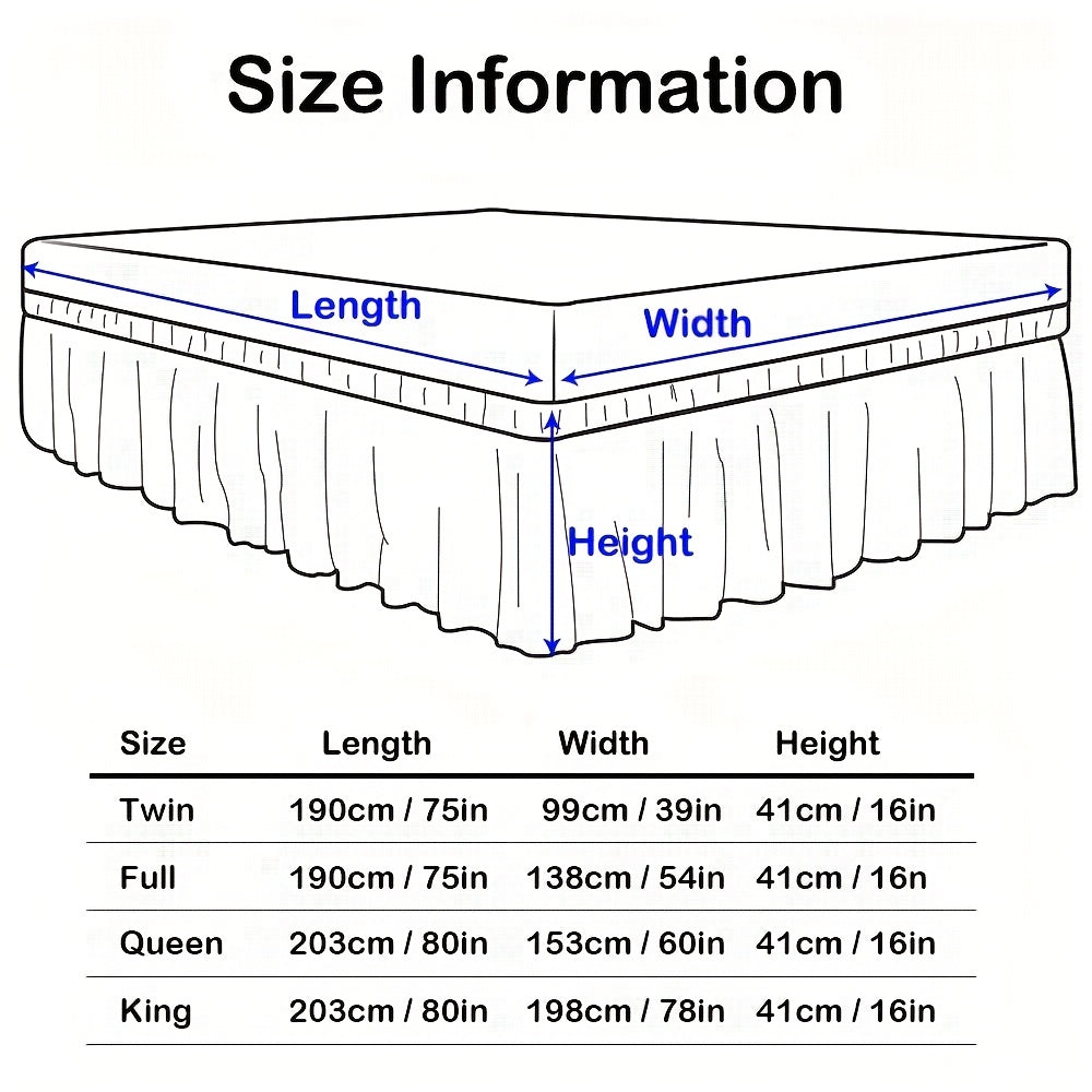 Ruffle Bed Skirt 16 Inch Drop Elastic Wrap Around – Twin Full Queen King/CK, 10 Colors, Easy No-Lift Install, Machine Washable Dust Ruffle