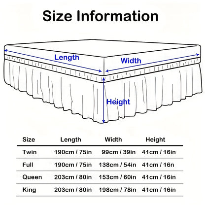 Ruffle Bed Skirt 16 Inch Drop Elastic Wrap Around – Twin Full Queen King/CK, 10 Colors, Easy No-Lift Install, Machine Washable Dust Ruffle