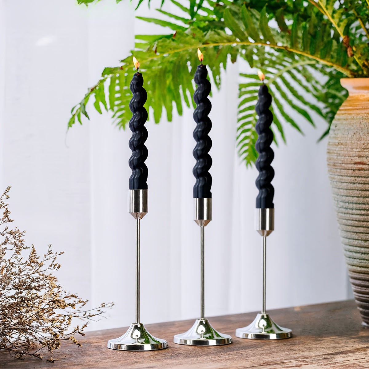 Metal Candle Holders Set of 12 - Elegant Tapered Design Tabletop Centerpiece for Wedding, Christmas, Halloween & Anniversary Decor, Polished Finish Candlestick Holders for Home & Hotel