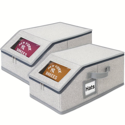 Stackable Hat Storage Box for Baseball Caps Holds Up to 30 Caps – 1 or 2 Pack Closet Hat Organizer with Cardboard Dividers for Women & Men