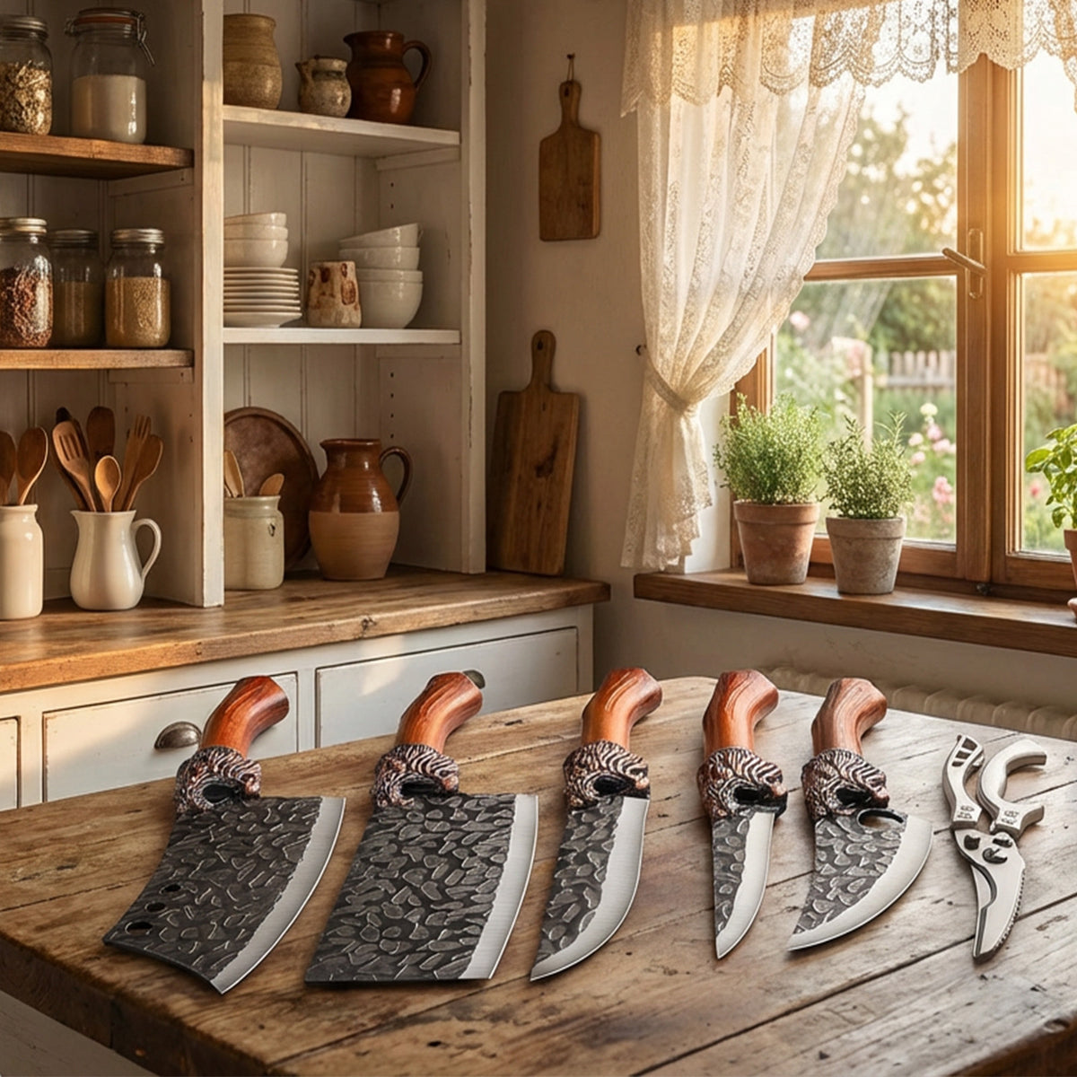 Kitchen Knife Set Forged Stainless Steel Professional 6 or 7 Piece Ultra Sharp Chef Knives – Includes Boning Slicing Carving Fish Butcher Knife & Scissors – Durable Meat & Fish Cutting Knife Set