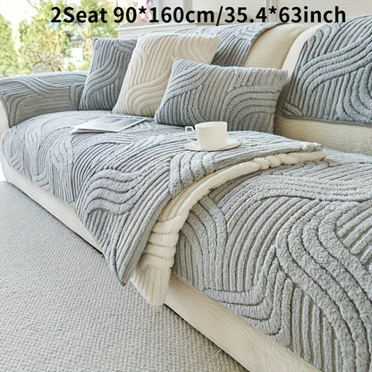Velvet Plush Sofa Cover Non-Slip Luxury Modern Couch Slipcover – Pet-Proof Breathable Furniture Protector for Living Room Bedroom Office, 2 3 4 Seater