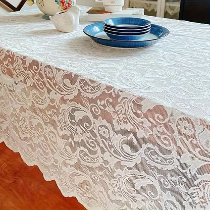 Lace Tablecloth Rectangular French Paisley Pattern - Polyester Washable Table Cover for Dining Table Coffee Table, Elegant Home Decor Christmas Holiday Decoration, Multiple Sizes 55x39 55x71 55x87 Inch