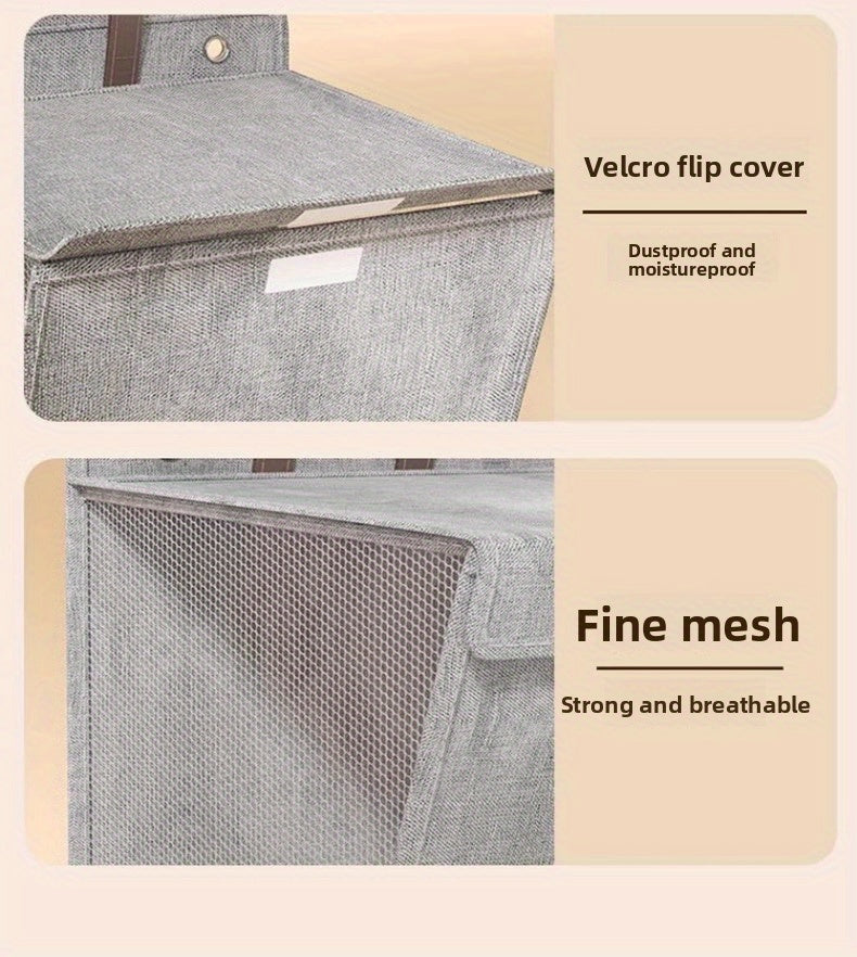 Foldable Wall Mounted Laundry Hamper Oxford Cloth with Lid Space Saving Collapsible Clothes Storage Basket Bedroom Bathroom Living Room Large 22x15 Inch Gray